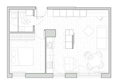 Minimalistyczne 2-pokojowe mieszkanie