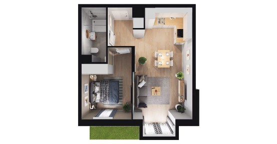 2-pokojowe mieszkanie 43m2 + ogródek Bez Prowizji