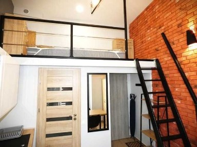Piotrkowska 37,jasne studio z antresolą i balkonem z widokiem na patio