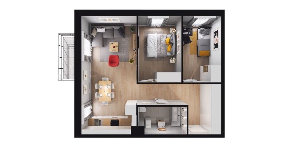 3-pokojowe mieszkanie 54m2 + balkon