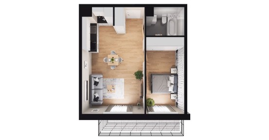 2-pokojowe mieszkanie 43m2 + balkon