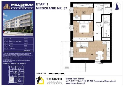 Millenium Park RAWA MAZOWIECKA | 56,36 m2 | Balkon 11,25 m2