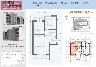 Nowe budownictwo-III p. 56,83 m2-3 pok. Lawendowa
