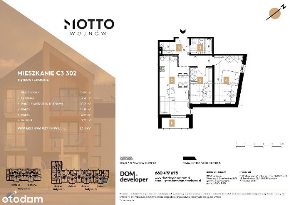 GOTOWE! Przytulne 3 pokojowe mieszkanie 53m2 - Wojnów