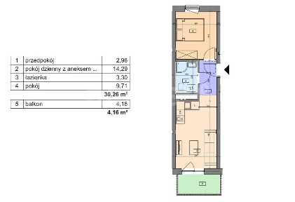 2 pokojowe mieszkanie, wygodny układ, balkon