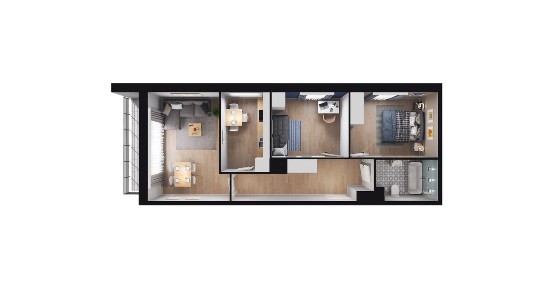 Gotowe 3-pokojowe mieszkanie 59 m2 + balkon