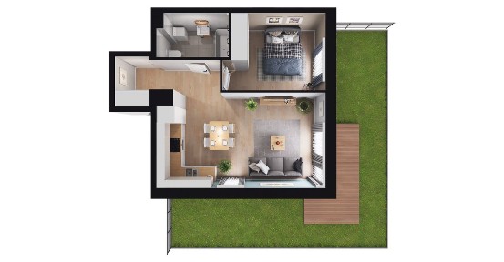 2-pokojowe mieszkanie 41m2 + ogródek