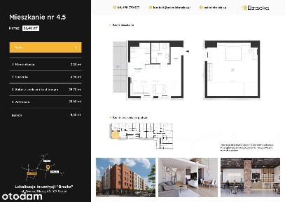 Osiedle Bracka | mieszkanie 2-pok. z antresolą i balkonem| 4.5
