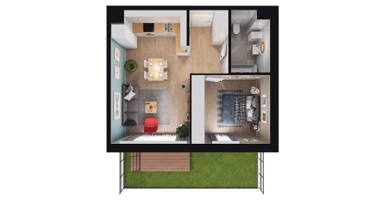 2-pokojowe mieszkanie 41m2 + ogródek