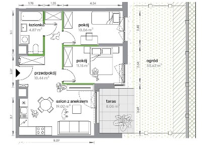 3pok | Ogród- 33,62 m2 *** Jasne, ustawne- CENA NA GRUDZIEŃ ! 0%