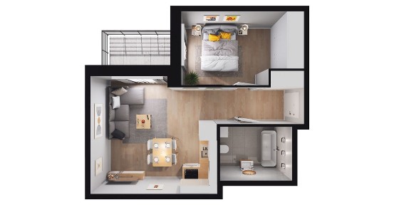 2-pokojowe mieszkanie 39m2 + loggia Bezpośrednio