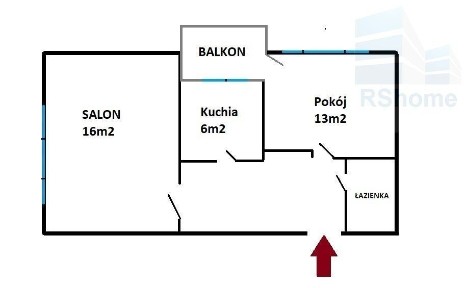 Jasne, ustawne dwa pokoje z balkonem