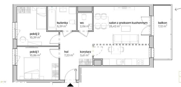 Komfortowe mieszkanie 3 pokojowe z balkonem.