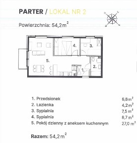Nowe mieszkanie 54,22 m2 / 3 pokoje / centrum