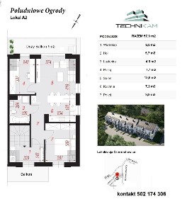 Mieszkanie 57,95 m2, 3-pok, 2 balkony, strona południowa,widok na las