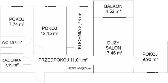 Mieszkanie 72,20 m² - 4 pokoje + kuchnia - Łęczna, ul. Orląt Lwowskich
