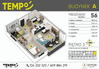 Osiedle TEMPO | 3 pokoje | A22 | balkon | garaż podziemny | smart home