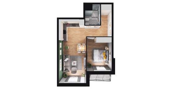 2-pokojowe mieszkanie 43m2 + balkon