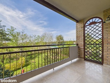 *Panoramiczne okno z tarasem - widok na las*