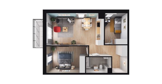 3-pokojowe mieszkanie 55m2 + balkon