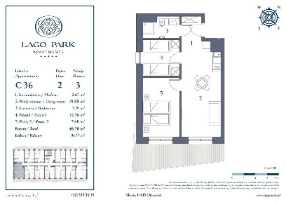 Lago Park Apartments | mieszkanie 3-pok. | C36