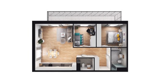 3-pokojowe mieszkanie 64m2 + balkon