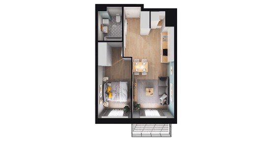 3-pokojowe mieszkanie 37m2 + balkon Bezpośrednio