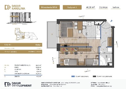 2-pokojowe mieszkanie z windą i balkonem - standard deweloperski -40m2