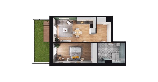 2-pokojowe mieszkanie 45m2 + ogródek