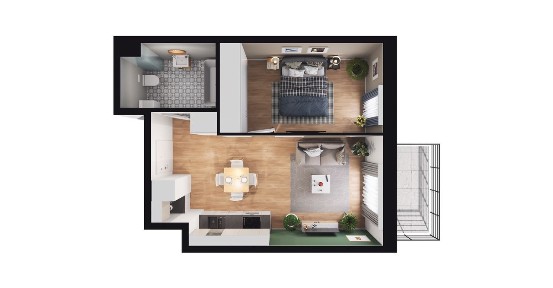 2-pokojowe mieszkanie 36m2 + balkon