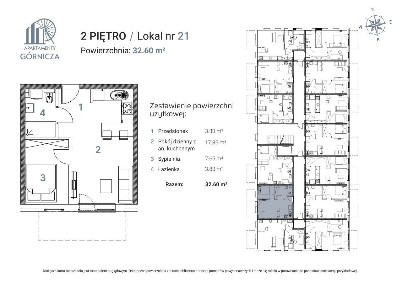 Nowe Apartamenty Górnicza Lokal nr 21 - 32,6 mkw