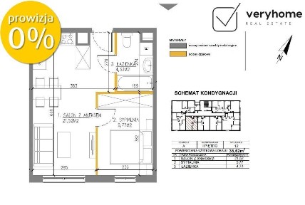 0% / Gotowe 2-pokojowe / 35,52 m² / Poz. na Uż.