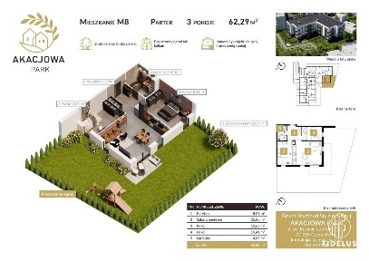 3 pokojowe M z dużym ogródkiem