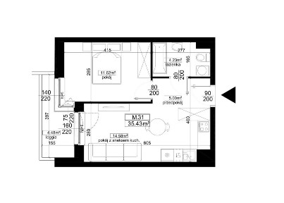 2-pokojowe mieszkanie 35m2 + loggia Bezpośrednio