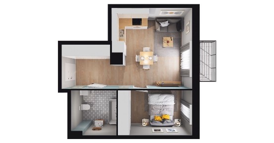 2-pokojowy apartament inwestycyjny 33m2 + balkon
