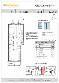 3-pokojowe mieszkanie 59m2 + balkon Bezpośrednio