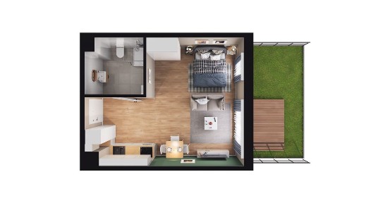 1-pokojowe mieszkanie 33m2 + ogródek Bezpośrednio