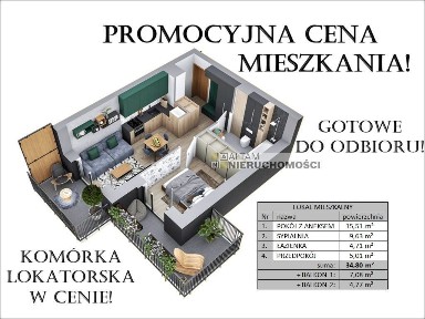 Gotowe 2pok.34,6m² ogródek Rabat 71tys. Kl w cenie