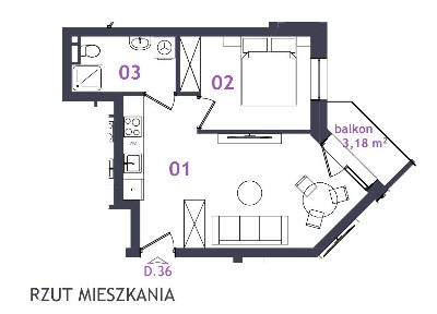 Nowoczesne 2 pokojowe mieszkanie