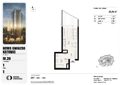 1-pokojowe mieszkanie 25m2 + balkon Bezpośrednio