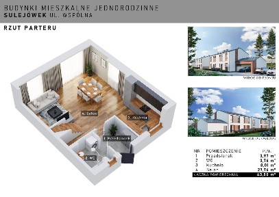 1/2 bliźniaka 85,53 m² z 2 m. postojowymi - Sulejówek ul. Wspólna