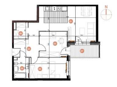 Mieszkanie, 60.32m², 3 pokoje, 2 piętro, B-KLM14-LM16, Nowe Horyzonty