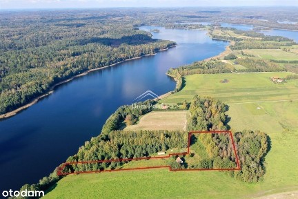 Siedlisko 1,3 ha z linią brzegową jeziora - Borki