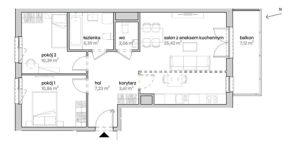 Wysoki standard - dwustronne - osobne WC- balkon
