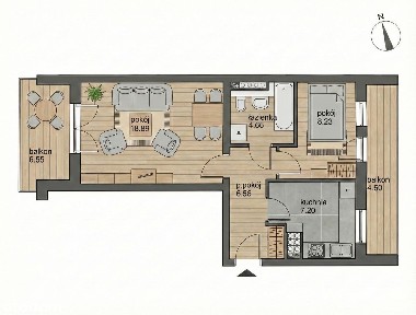 2-pok. mieszk. z osobną kuchnią i 2 balkonami, Borkowo, Nowy Horyzont