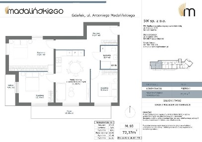 4 pokojowe mieszkanie w Gdańsku, stan deweloperski