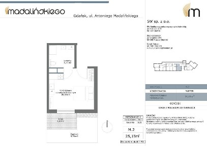 1 pokojowe mieszkanie w Gdańsku, stan deweloperski