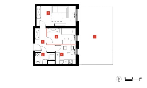 TARAS 39m2| Piętro 1| Kuchnia z Oknem|Słoneczne