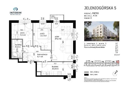 3 pokoje Grunwald | 77,1 m² | osobna kuchnia