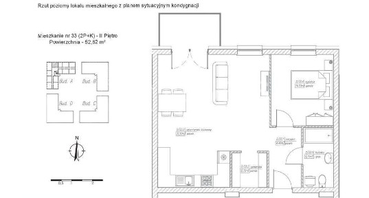 2 pokoje z garderobą 52m2 | Dominów bez prowizji